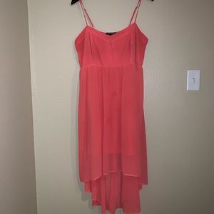 Coral High Low Spaghetti Strap dress